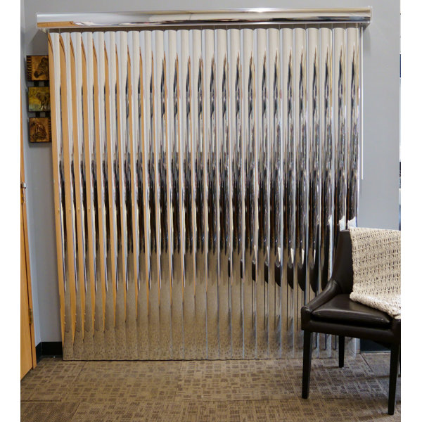 Everly Quinn Mirror Cordless Room Darkening Silver Vertical Blind & Reviews Wayfair